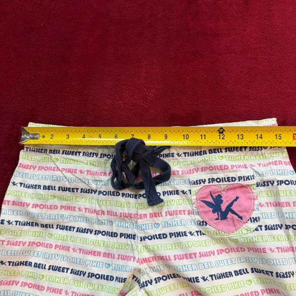 Disney Tinker Bell Pajama Pants S Sweet Sassy Spoiled Pixie Cotton Lounge White - Picture 6 of 9
